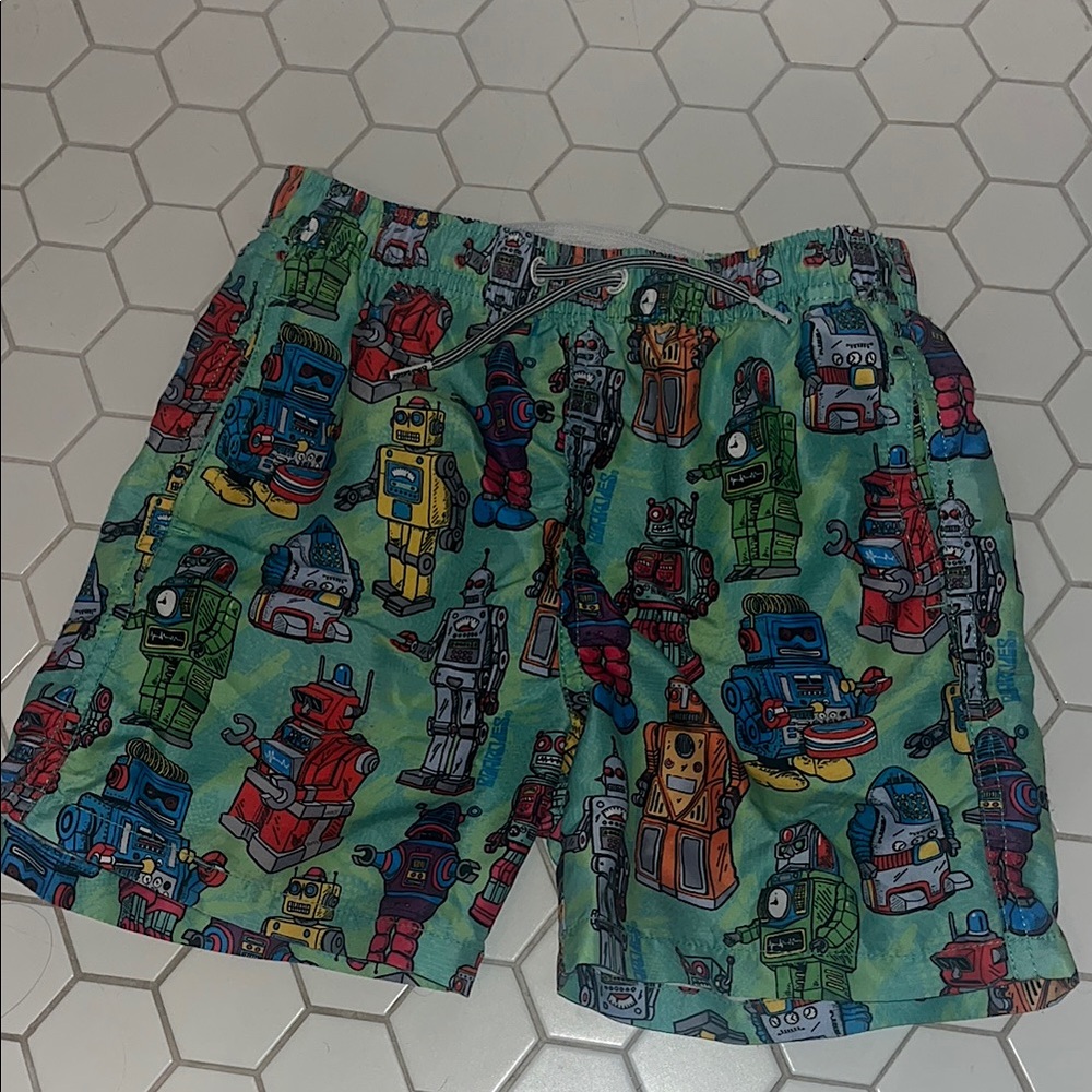 EUC Boardies Boy Swim Trunks in Robot Print